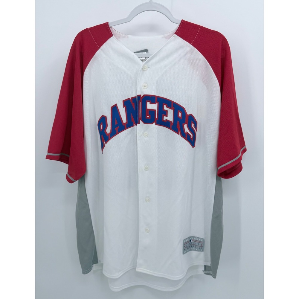MLB Texas Rangers Jersey Mens XL White Josh Hamilton 32 Baseball Button Up